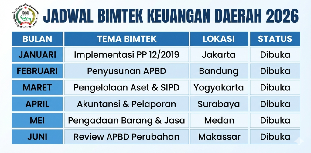 Jadwal Bimtek Keuangan Daerah Tahun 2026